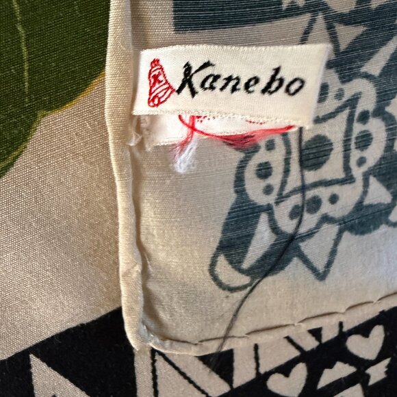 Vintage Kanebo Japanese Peacock and Floral Silk Scarf 32" X 32" - Picture 10 of 15